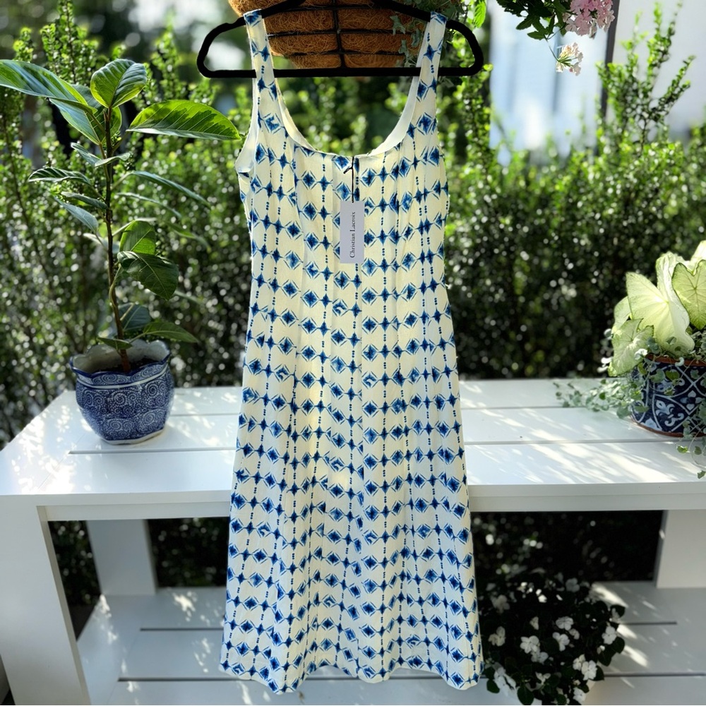 Christian Lacroix Blue and White Midi Sundress